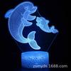 Lámpara de Noche 3D Serie Delfín Lámpara de Ilusión LED Lámpara de Mesa de Noche USB Iluminación de Proyección Control Táctil Ajustable
