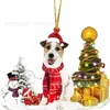 2022 Nuevo Producto Transfronterizo Creativo Adornos Navideños de Perro y Muñeco de Nieve Regalos de Navidad Adornos Planos de Acrílico para Coche