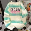 Estilo Coreano Nuevo Estilo Americano Holgada y Versátil Sudadera con Cuello Redondo Tie-Dye para Mujer en Otoño e Invierno Divertidos Colores Contrastantes Diseño Casual Tops