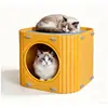 Esta mini casa para gatos de fieltro de doble capa en forma de cubo está especialmente diseñada para gatitos, gatos bebés, así como para mascotas pequeñas como conejos enanos y petauros del azúcar, con unas dimensiones de 15 cm de largo, 15 cm de ancho y 12 cm de alto.