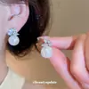 Pendientes Redondos de Perla con Circonita de Aguja Plateada, Simples y Versátiles para el Viaje Diario, Pendientes de Lujo Ligero y de Alta Gama para Mujer