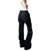 Jeans casuales de corte slim-fit acampanado para mujer y hombre, con diseño de bolsillo con remaches metálicos de lunares estilo retro americano, estampados, de tiro bajo