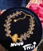 Colar de Princesa Antigo Dourado para Levar Laço de Strass Novo Estilo Chinês Coração de Pêssego Pulseira de Cristal Champagne