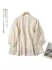 Camisa Estilo Japonés Limei Primavera Nueva Algodón Puro Bordada Cuello Redondo Babydoll con Botones Frontales y Bordado Fino Blusa de Dobladillo Grande