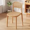 Silla de plástico de mimbre, silla de exterior estilo nórdico, silla de comedor de moda para uso doméstico, apilable, silla para mesa de mahjong con respaldo