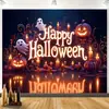 Tapeçaria Pendurada de Halloween com Morcegos Assustadores, Aranhas Gigantes, Abóboras de Desenho Animado e Decorações de Festa Fantasma