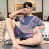 Pijama para hombre de algodón manga corta verano lindo caricatura jóvenes suelto 2024 Nuevo talla extra traje para estar en casa