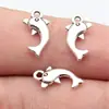 Colgante Pequeño de Delfín Plata Antigua 14X7.7Mm 0.48g Accesorios para Joyería DIY