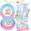 Chicos y Chicas Transfronterizos Fiesta de Baby Shower Cumpleaños de Bebé Taza de Papel Plato de Papel Cubiertos (Cuchillo, Tenedor, Cuchara) Mantel Set Decorativo