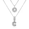Collar con Colgante de Letra Inicial A-Z Transfronterizo Europeo y Americano Moda Personalidad Doble Capa Letra Colgante de Diamante Cadena de Clavícula