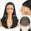 Pelucas Europeas y Americanas 13*4 Encaje Frontal Peluca de Encaje Tejida a Mano Cobertura Completa de la Cabeza Cabello Recto de Fibra Química de Seda de Alta Temperatura Pelucas
