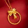 Moda Japonesa y Coreana Collar de Clavícula de Princesa Escapada Nicho con Colgante de Campana de Lazo Lindo para Mujer Chapado en Oro