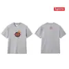 Camiseta de Algodón Pesado Moda Americana Transfronteriza Estampado de Letras Supreme Cuello Redondo Manga Corta Unisex Holgada Casual para Hombres y Mujeres