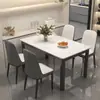Mesa de comedor de losa de roca, diseño simple y elegante, adecuada para uso doméstico, forma rectangular, ideal para apartamentos pequeños, juego de mesa y sillas de comedor