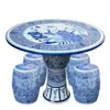 Jingdezhen Cerámica Mesa Taburete Redonda Mesa Antigua Porcelana Azul y Blanca Decoración Balcón Patio Exterior Jardín Mesa Taburete juego
