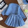 Conjunto de Vestido Estilo Chanel para Menina Primavera e Outono Novo Estilo Jaqueta Moda Saia Conjunto de Duas Peças