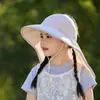 Sombrero de Pescador Grande con Protección UV para Niños, Sombrero de Sol de Color Degradado de Verano para Niños y Niñas, Gorro de Chal para Bebé con Parte Superior Abierta