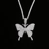 Collar vintage de mariposa y diamantes para mujer, estilo europeo y americano, estilo frío, con colgante de cadena para el cuello, con diseño de hada y letras de diamantes.