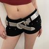 Y2K Americano Nicho Personalidad Chica Hot Cinturón Ancho Decorativo para Mujer Recién Llegado Pedrería Pantalones Cinturón de Moda Blanco