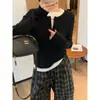 Suéter de Punto Falso de Dos Piezas con Bloques de Color para Mujer, Estilo Casual Primavera y Otoño/Invierno, Capa Interior para Ir al Trabajo, Top Base con Media Cremallera