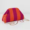 Bolso de Mano de Punto Rayado, Bolso de Mahjong, Versátil Portátil para el Día a Día, Tejido con Clip de Almacenamiento, Bolsa de Maquillaje, Gran Capacidad
