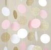 Guirnalda de Papel de 2m de Largo Piezas Redondas Piezas Dibujo de Flores Colgante de Brillo Dorado Suministros para Fiesta Infantil Boda Habitación Decoración de Fiesta de Cumpleaños