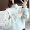 Suéter de Punto con Cuello Medio Alto Estilo Coreano para Otoño e Invierno, Nuevo Top de Manga Larga, Elegante Prenda Básica para Mujer