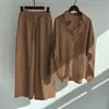 Conjunto Feminino de Duas Peças Estilo Novo da Primavera Europeu e Americano, Elegante e Moderno, Conjunto de Camisa de Algodão e Linho Tamanho Plus com Calça Solta de Cintura Alta