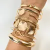 Joias Transfronteiriças Europeias e Americanas Pulseira de Corrente Simples Personalizada Moda Retrô Brilhante Geométrico Pulseira Aberta Conjunto de Pulseiras