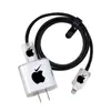 Cargador Rápido Casual Ins Negro Adecuado para Apple 16Pro 20W Funda Protectora Suave Enrollador de Cable de Datos
