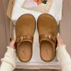 Sandálias Birkenstock de Solado Grosso Aumentadoras de Altura Femininas Outono Novidades Slip-on Bico Fechado Meio-Chinelos Sandálias para Exterior Sapatos Individuais