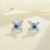 Pendientes de plata de ley S925 con cruz de moissanita y diamantes de colores, diseño de nicho simple a la moda, joyería para las orejas que combina con todo.