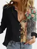 Primavera 2025 Nuevo Color Bloque Solapa Pintado a Mano Impresión 3D Moda Camisas para Mujer Tendencia Varios Estampados Camisas al por Mayor