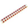 Distintivo Masculino Moda Retangular Diamante Vermelho Costura Cubano Cadeia Colar Europeu e Americano Hip-Hop Rap Street Dance Wear Neck Chain