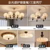 Lustre vintage Nanyang estilo francês, luminária redonda para quarto, luminária de tecido estampada criativa estilo retrô americano para escritório e sala de estar