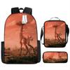 Transfronterizo Más vendido Horizon Dibujos animados Estudiantes de primaria Casual Reducción de peso Gran capacidad Impreso Mochila Cartera Estuche