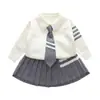 Conjunto de Suéter para Niñas Dropshipping Elegante Otoño e Invierno Nuevo Estilo Universitario Conjunto de Dos Piezas para Niños Pequeños Atuendo de Moda Conjunto de Vestido