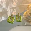 Brincos Quadrados Verde Abacate Geométricos 2024 Nova Moda Pequenos Frescos Avançados Design de Nicho Tarraxas para Mulheres no Verão