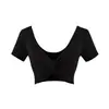 Camiseta Corta de Manga Corta con Escote Profundo y Nudo, Estilo Deseo Puro, Crop Top Sexy para Danza Jazz, Camiseta Básica Ultra Corta de Moda