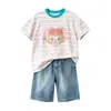 Camiseta Base Rayada para Niñas Verano 2026 Nuevo Estilo Coreano Algodón Holgado para Niños y Adolescentes Top de Moda