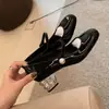 Zapatos de Moda Mary Jane para Mujer 2025 de Primavera Pequeños Exquisitos Versátiles con Punta Redonda Correa de Hebilla Pedrería Tacón Grueso Tacones Altos para Mujer