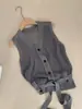 Cardigan de Tricô Kekezoon com Decote V, Recorte, Cadarço, Cor Sólida para Mulheres, Colete Versátil para Camadas com Cinto 7722