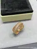 Anel Kaleidoscópio Família Fan para Mulheres, Réplica Kaleidoscópio Luxo Leve Ouro Rosa Ouro Branco Versão Alta Anel Nicho Trevo de Quatro Folhas