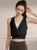 Top de manga curta em jacquard de nylon para yoga, saída de praia feminina, top atlético para fitness, camiseta de treino profissional para Pilates, verão