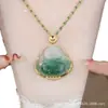 Nuevo colgante imitación Jade Buda Maitreya Buda sonriente Buda de vientre grande collar Buda de alta calidad lujo ligero para mujer colgante para clavícula ropa