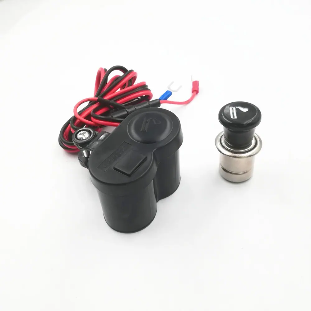 摩托车手机充电器可点烟+开关 (4)
