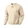Moletom Masculino Casual Oversize Cor Sólida Gola Redonda com Logo de Silicone, Veludo Adicionado, Pesado, Solto, Europeu e Americano, Outono e Inverno