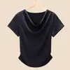 Camiseta de Alta Qualidade em Lyocell com Toque Fresco, Decote Gota e Ombro Normal para Mulheres, Novo Design de Verão, Top Único de Manga Curta, Versátil e na Moda