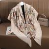 Estilo Étnico de Xinjiang 140cm Bufanda Cuadrada Grande Baotou Bufanda Cuadrada Baotou Estampado Ruso con Borlas Bufanda de Sarga Otoño e Invierno