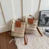 Bolsa Cruzada Tejida de Moda Verano 2026 Transfronteriza con Rayas Arcoíris y Diseño Único de Bloques de Color Bolsa de Playa